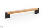 Uchwyt meblowy podłużny Duo Mini 160 Drewniany Dębowy z Czarnym Aluminium