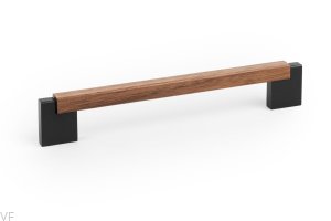 Uchwyt meblowy podłużny Duo Mini 160 Drewniany Orzech Włoski z Czarnym Aluminium