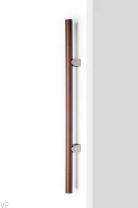 Uchwyt meblowy podłużny dwustronny Kumo Wood Big One 448 Drewniany Orzech Włoski z Aluminium Srebrnym Szczotkowanym